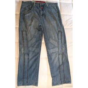 Vintage Marithe Francois Girbaud Baggy Jeans 42x34 Y2K 90s Wide Leg Blue Denim